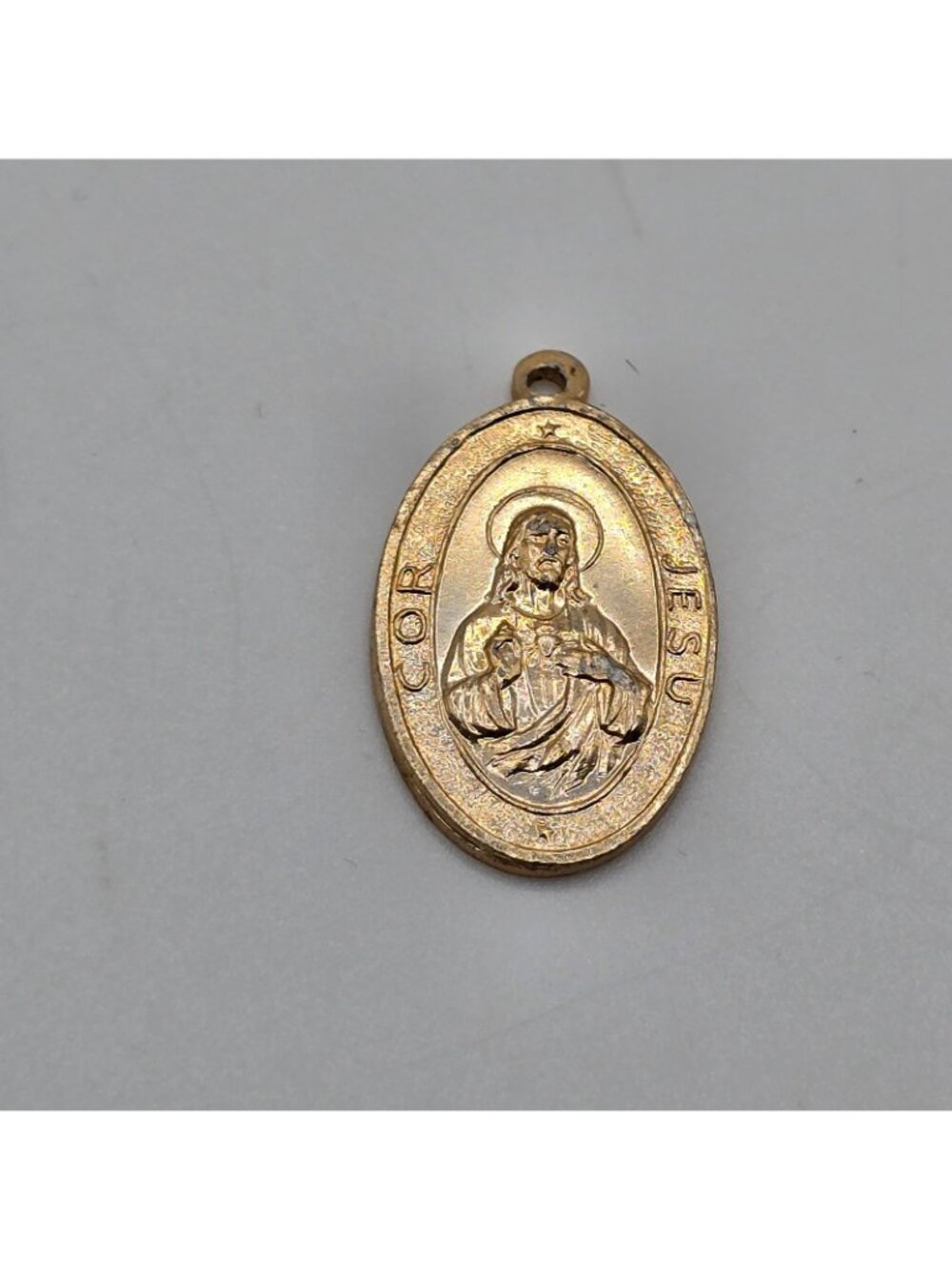 Vintage Catholic Miraculous Medal Sacred Heart Jesus Pendant Italy Gold Tone - Picture 2 of 3